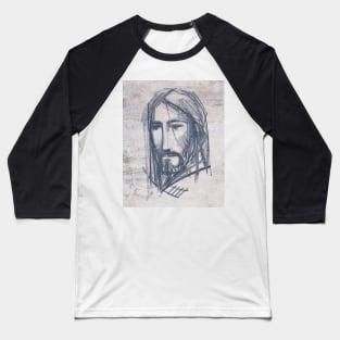 Jesus Christ Face ink digital illustration Baseball T-Shirt